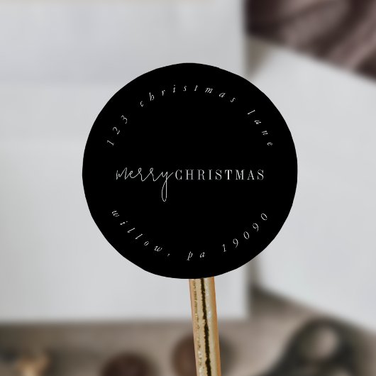 Modern chic | Zwart circulair retouradres Ronde Sticker