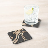 Modern Chic Zwart Goud Geschilderd Abstract Marmer Bier Onderzetter (Rechterzijde)