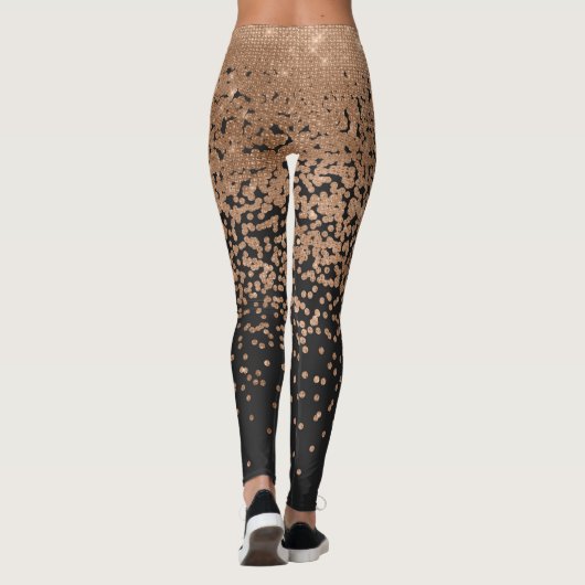Modern Chic Zwart Goud Polka Dot Zwart Confetti Leggings (Achterkant)