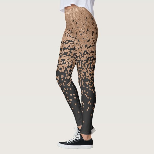 Modern Chic Zwart Goud Polka Dot Zwart Confetti Leggings (Links)