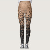 Modern Chic Zwart Goud Polka Dot Zwart Confetti Leggings (Voorkant)