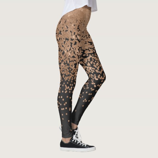 Modern Chic Zwart Goud Polka Dot Zwart Confetti Leggings (Rechts)