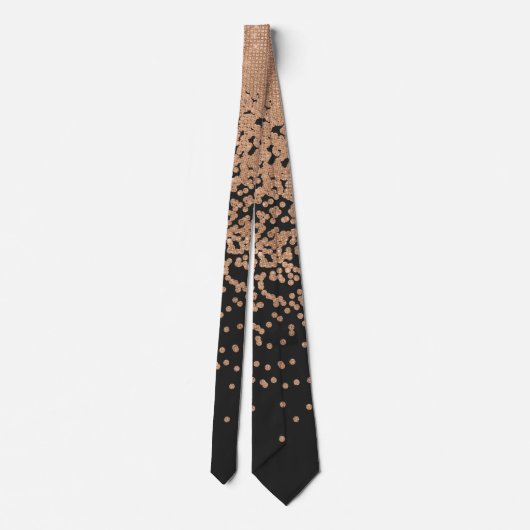 Modern Chic Zwart Goud Polka Dot Zwart Confetti Stropdas (Achterkant)