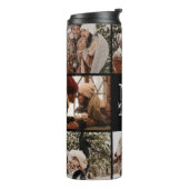 Modern Chic Zwart Monogrammed & Fotocollage Daar Thermosbeker (Gedraaid links)