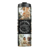 Modern Chic Zwart Monogrammed & Fotocollage Thermosbeker (Voorkant)