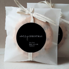 Modern chic | Zwart Vrolijk Kerstcadeau Ronde Sticker