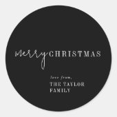 Modern chic | Zwart Vrolijk Kerstcadeau Ronde Sticker (Voorkant)