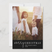 Modern chic | Zwart Vrolijk Kerstfeest Foto Feestdagenkaart (Voorkant)