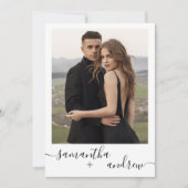 Modern Chic Zwart Wit 2 Foto Minimalistische bruil Kaart (Voorkant)