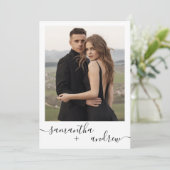 Modern Chic Zwart Wit 2 Foto Minimalistische bruil Kaart (Staand voorkant)