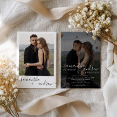 Modern Chic Zwart Wit 2 Foto Minimalistische bruil Kaart