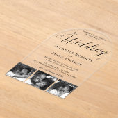 Modern Chic Zwart-Wit 3 Fotostrip Trouwen Acryl Uitnodigingen (Laagn)