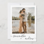 Modern Chic Zwart Wit 5 Foto Minimalistische bruil Kaart (Voorkant)