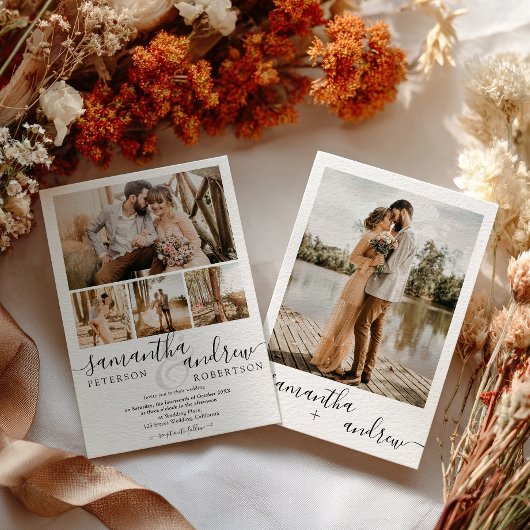 Modern Chic Zwart Wit 5 Foto Minimalistische bruil Kaart