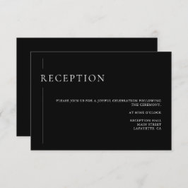 Modern Chic Zwart & Wit bruiloft receptie Kaart