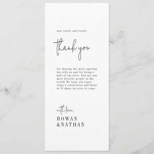 Modern Chic Zwart-Wit Dank u Tafel Kaarten (Voorkant)