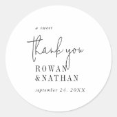 Modern Chic Zwart-Wit Een Lief Dank U Ronde Sticker (Voorkant)