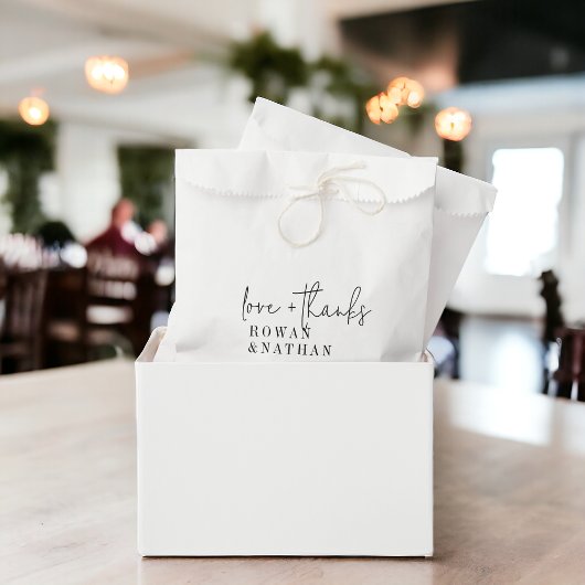 Modern Chic Zwart Wit Liefde en Bedankt Bruiloft Bedankzakje