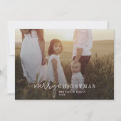 Modern chic | Zwarte foto Overlay Kerstmis Nieuws Feestdagenkaart (Voorkant)