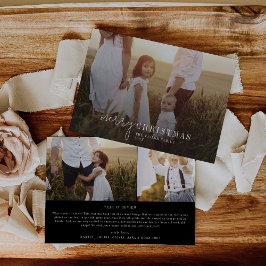 Modern chic | Zwarte foto Overlay Kerstmis Nieuws Feestdagenkaart