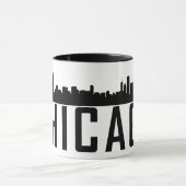 Modern Chicago City Panoramic Skyline Silhouette Mok (Midden)