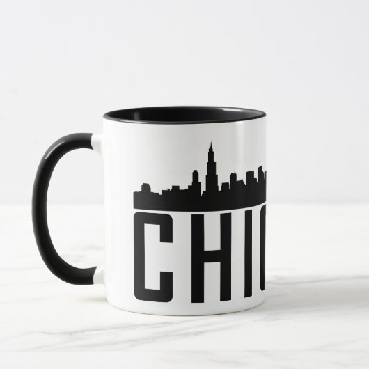 Modern Chicago City Panoramic Skyline Silhouette Mok (Links)