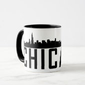 Modern Chicago City Panoramic Skyline Silhouette Mok (Voorkant links)