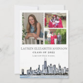 Modern Chicago Skyline 3 Photo Collage Afstuderen Aankondiging (Voorkant)