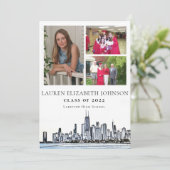 Modern Chicago Skyline 3 Photo Collage Afstuderen Aankondiging (Staand voorkant)