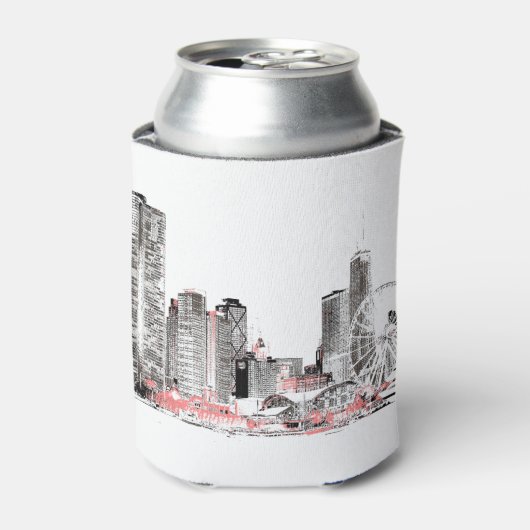 Modern Chicago Skyline Blikjeskoeler (Blikje Voorkant)