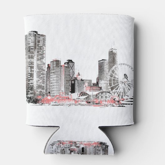 Modern Chicago Skyline Blikjeskoeler (Achterkant)