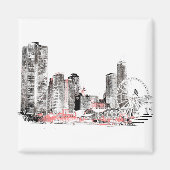 Modern Chicago Skyline Magneet (Voorkant)