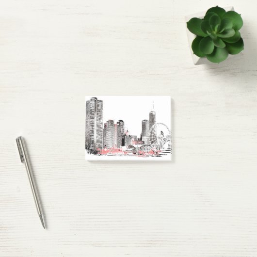 Modern Chicago Skyline Post-it® Notes (Kantoor)