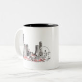 Modern Chicago Skyline Tweekleurige Koffiemok (Voorkant links)
