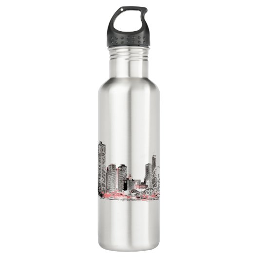 Modern Chicago Skyline Waterfles (Voorkant)