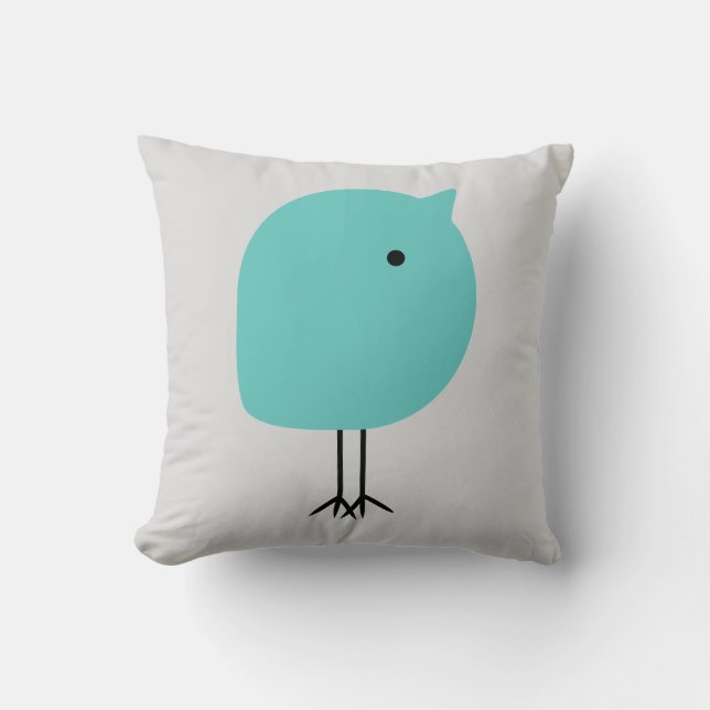 Modern Chick Baby Nursery Pillow, Turquoise & Grey Kussen (Voorkant)