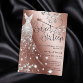 Modern Chick Roos Goud Glitter Sweet 16 Kaart