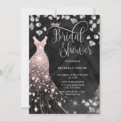 Modern Chick Roos Gouden Glitter Trouwjurk Kaart (Voorkant)