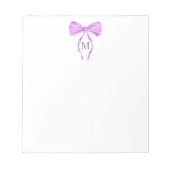 Modern Chick Waterverf Bow Monogram Notitieblok (Voorkant)