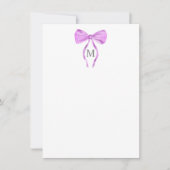 Modern Chick Waterverf Bow Monogram Notitiekaartje (Voorkant)