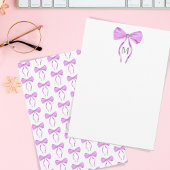 Modern Chick Waterverf Bow Monogram Notitiekaartje