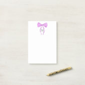 Modern Chick Waterverf Bow Monogram Post-it® Notes (Op bureau)