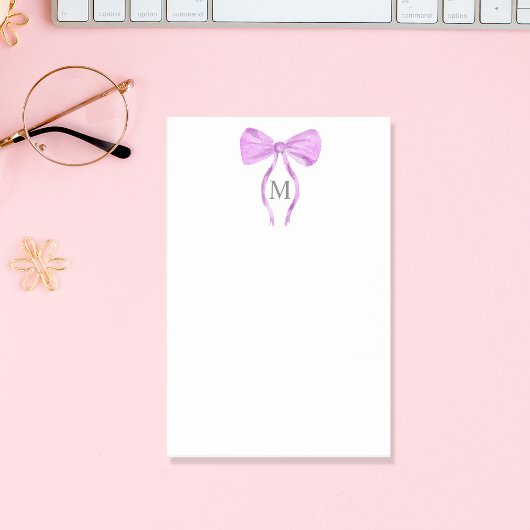 Modern Chick Waterverf Bow Monogram Post-it® Notes