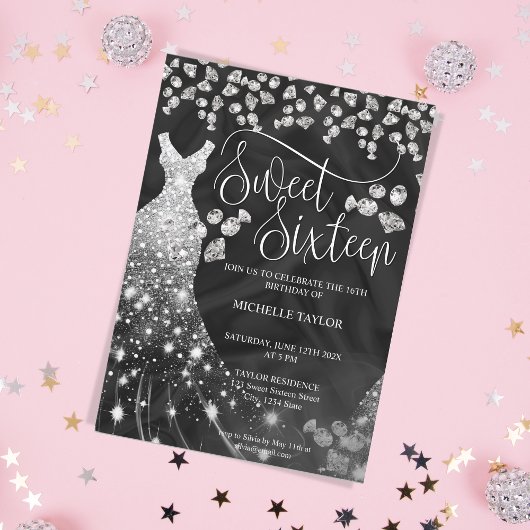 Modern Chick Zilver Glitter Zoet 16 Kaart