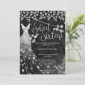 Modern Chick Zilver Glitter Zoet 16 Kaart (Staand voorkant)