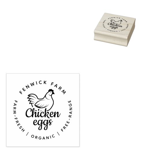 Modern Chicken Egg Farm Custom Small Business Logo Rubberstempel (Gestempeld)