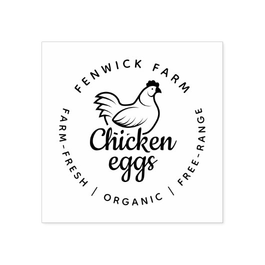 Modern Chicken Egg Farm Custom Small Business Logo Rubberstempel (Afrduk)