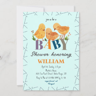 Modern Chicken Family Kleurrijke Letters Baby show Kaart