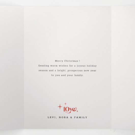 Modern Children Photo Collage Christmas Holiday Drieluik Uitnodiging (Binnenkant midden)