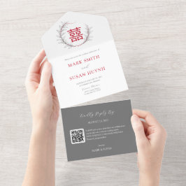 Modern Chinees Alles in een bruiloft uitnodiging (